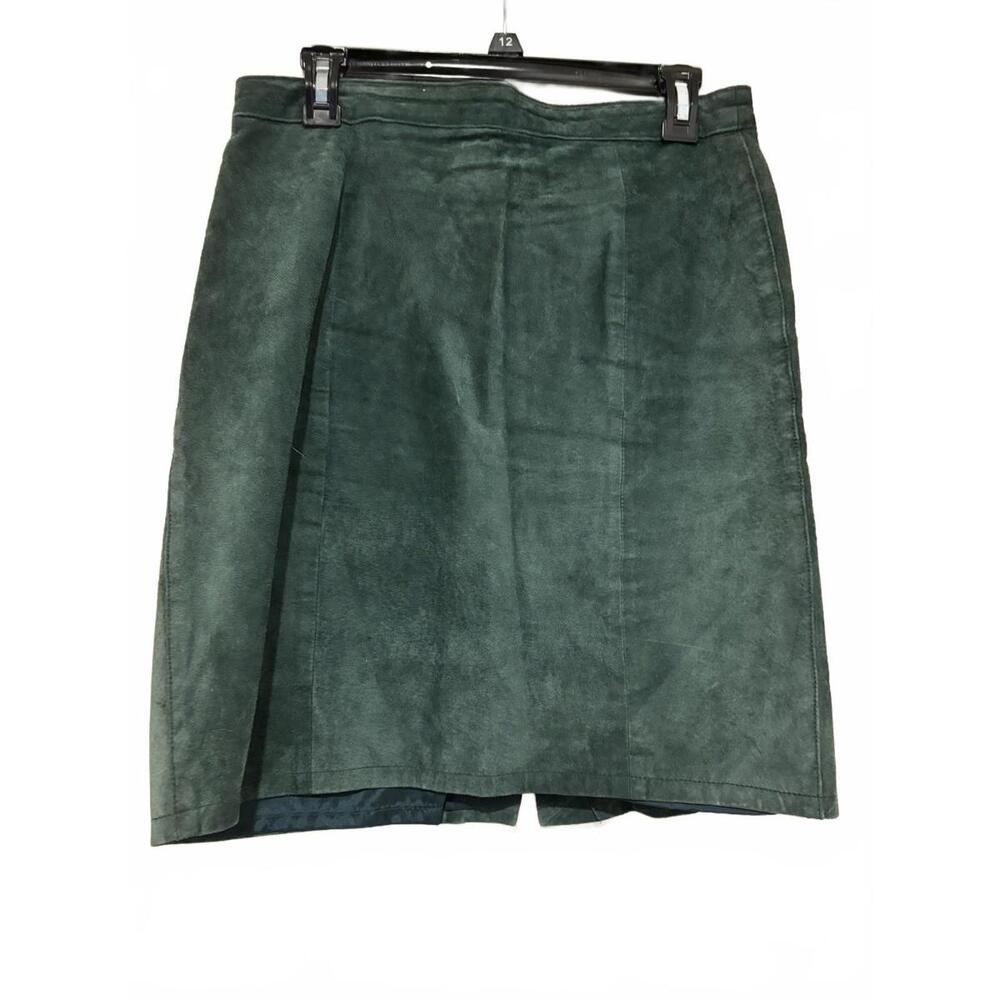 Vintage International Leather Collection women green suede skirt sz 11/12 #1568